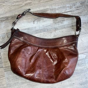 VINTAGE COACH BROWN LEATHER BAG